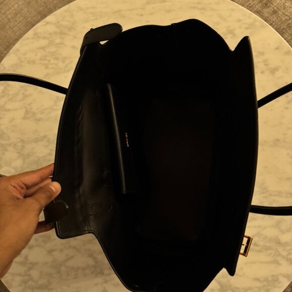 PRADA BLACK LEATHER SAFFIANO TOTE BAG GOLD ACCENTS - Picture 11 of 14